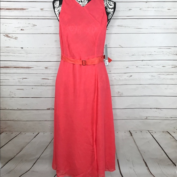Classiques Entier Coral Sleeveless Belted Dress 8 - Picture 3 of 8
